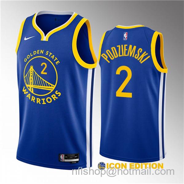 Brandin Podziemski Men's Golden State Warriors #2 2023 Draft Icon Edition Swingman Stitched Basketball Jersey - Royal