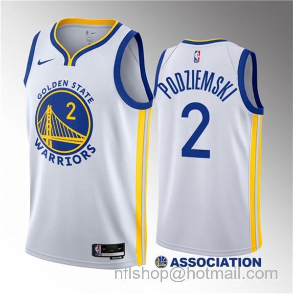 Brandin Podziemski Men's Golden State Warriors #2 2023 Draft Association Edition Swingman Stitched Basketball Jersey - White