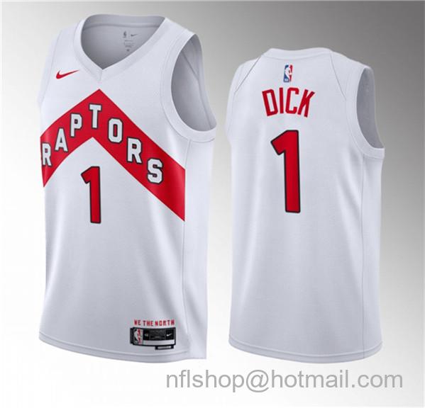 Gradey Dick Men's Toronto Raptors #1 2023 Draft Association Edition Stitched Basketball Jersey - White