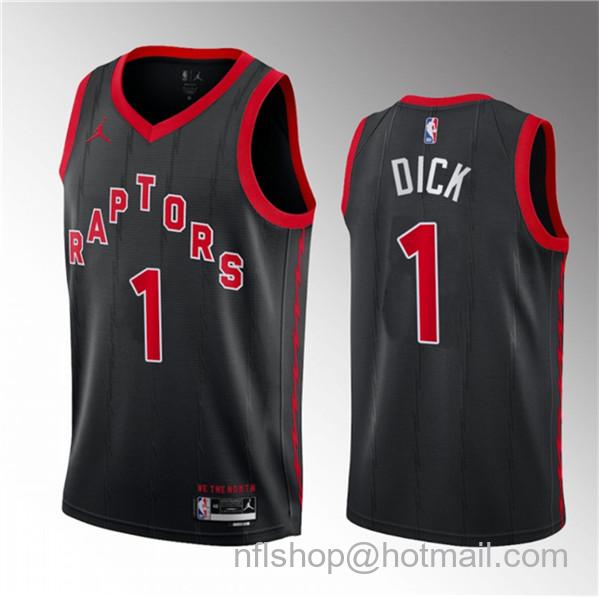 Gradey Dick Men's Toronto Raptors #1 2023 Draft Statement Edition Stitched Basketball Jersey - Black