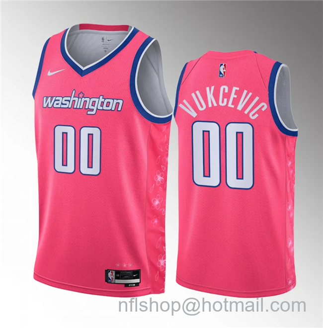 Tristan Vukcevic Men's Washington Wizards #00 2023 Draft City Edition Stitched Jersey - Pink