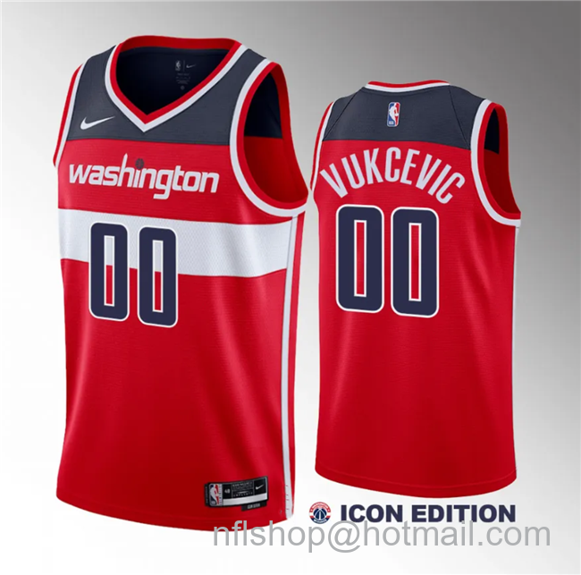 Tristan Vukcevic Men's Washington Wizards #00 2023 Draft Icon Edition Stitched Jersey - Red