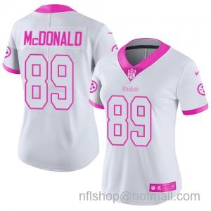 Women's Nike Pittsburgh Steelers #89 Vance McDonald Limited White Pink Rush Fashion NFL Jersey