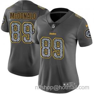 Women's Nike Pittsburgh Steelers #89 Vance McDonald Gray Static Vapor Untouchable Limited NFL Jersey