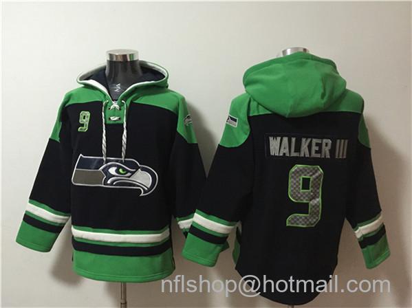 Men's Seattle Seahawks #9 Kenneth Walker III Black Ageless Must-Have Lace-Up Pullover Hoodie