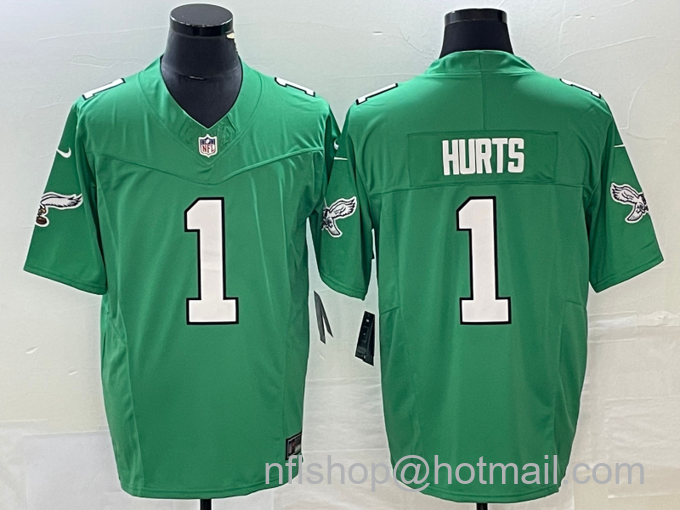 Men's Philadelphia Eagles #1 Jalen Hurts Green 2023 FUSE Vapor Limited Throwback Stitched Jersey