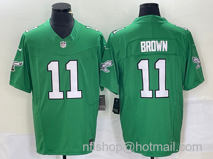 Men's Philadelphia Eagles #11 AJ Brown Green 2023 FUSE Vapor Limited Throwback Stitched Jersey