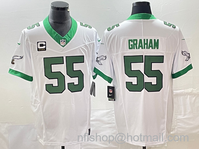 Men's Philadelphia Eagles #55 Brandon Graham White 2023 F.U.S.E. Vapor Untouchable With C Patch Stitched Football Jersey