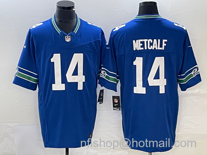 Men's Seattle Seahawks #14 D.K. Metcalf Royal 2023 F.U.S.E. Vapor Limited Throwback Stitched Jersey