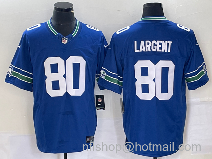 Men's Seattle Seahawks #80 Steve Largent Blue 2023 FUSE Vapor Limited Throwback Stitched Jersey