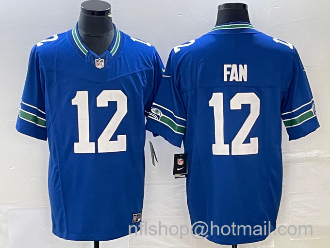 Men's Seattle Seahawks 12th Fan Royal 2023 F.U.S.E. Vapor Limited Throwback Stitched Jersey