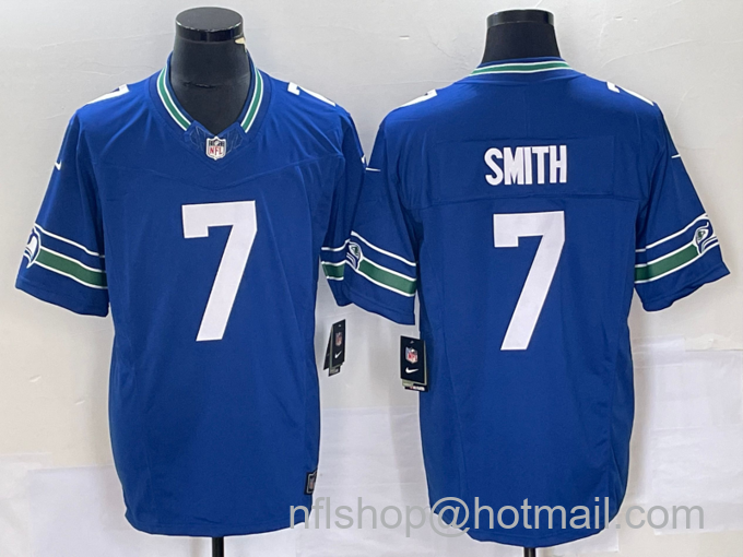 Men's Seattle Seahawks #7 Geno Smith Royal 2023 F.U.S.E. Vapor Limited Throwback Stitched Jersey