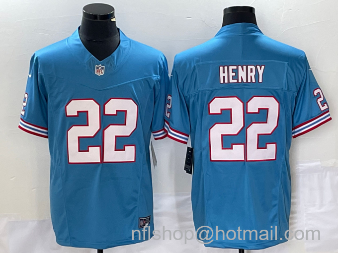 Men's Tennessee Titans #22 Derrick Henry Light Blue 2023 F.U.S.E. Vapor Limited Throwback Stitched Football Jersey