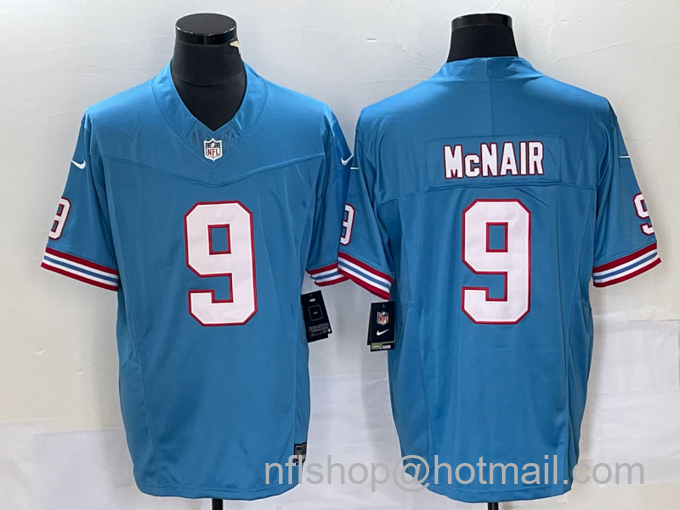 Men's Tennessee Titans #9 Steve McNair Blue 2023 FUSE Vapor Limited Throwback Stitched Jersey