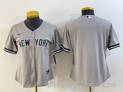 Women's New York Yankees Blank Stitched MLB Cool Base Nike Jersey - Gray