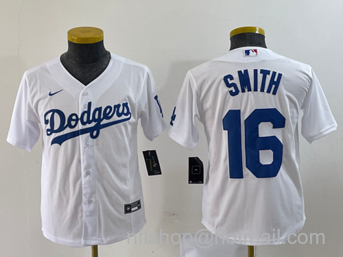 Will Smith Youth Los Angeles Dodgers #16 Stitched Cool Base Nike Jersey - White