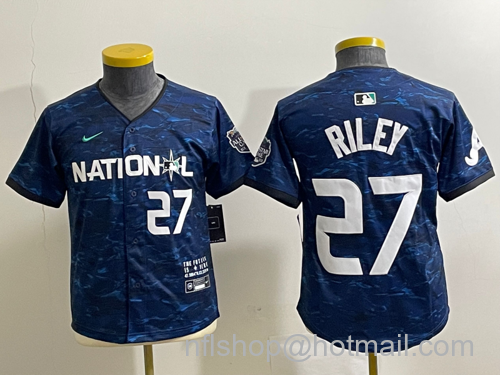 Austin Riley Youth Atlanta Braves #27 2023 All Star Cool Base Stitched Baseball Jersey - Number Royal