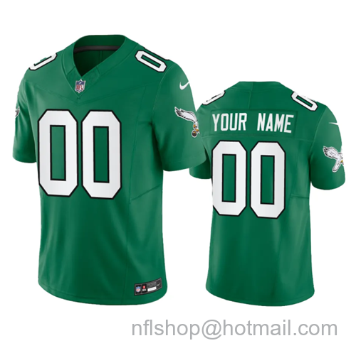 Custom Men's Philadelphia Eagles Active Player Green 2023 F.U.S.E. Vapor Untouchable Stitched Football Jersey