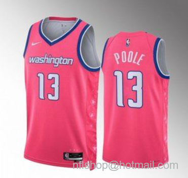 Jordan Poole Men's Washington Wizards #13 Pink Cherry Blossom City Edition Limited Stitched Basketball Jersey