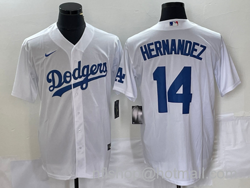 Enrique Hernandez Men's Los Angeles Dodgers #14 Stitched Cool Base Nike Jersey - White