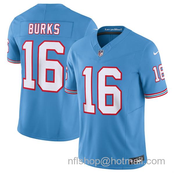 Treylon Burks Men's Tennessee Titans #16 2023 F.U.S.E. Vapor Limited Throwback Stitched Football Jersey - Light Blue