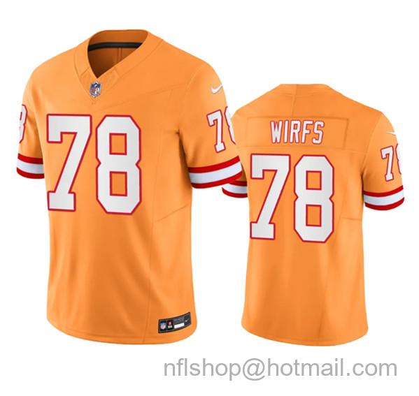 Tristan Wirfs Men's Tampa Bay Buccaneers #78 Throwback Limited Stitched Jersey - Orange