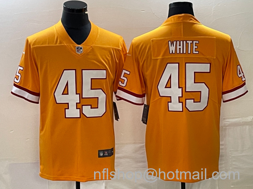 Devin White Men's Tampa Bay Buccaneers #45 Limited Stitched Throwback Jersey - Yellow