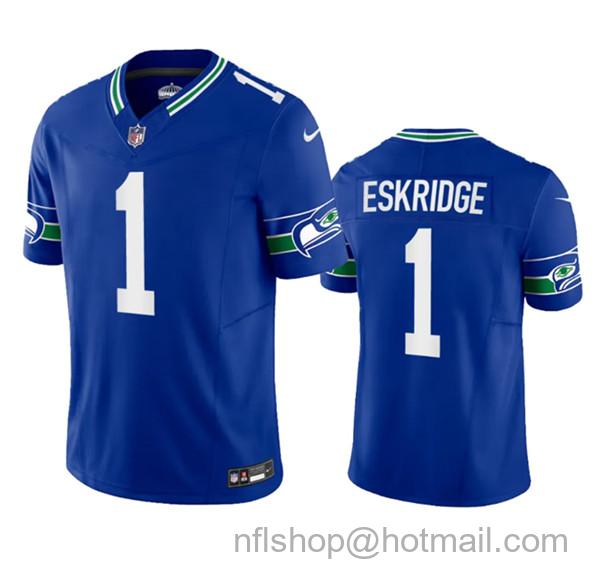 Dee Eskridge Men's Seattle Seahawks #1 2023 F.U.S.E. Vapor Limited Throwback Stitched Jersey - Royal