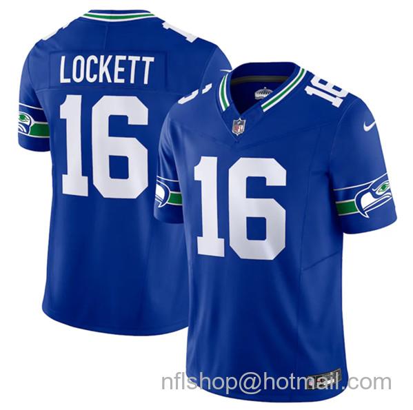 Tyler Lockett Men's Seattle Seahawks #16 2023 F.U.S.E. Vapor Limited Throwback Stitched Jersey - Royal