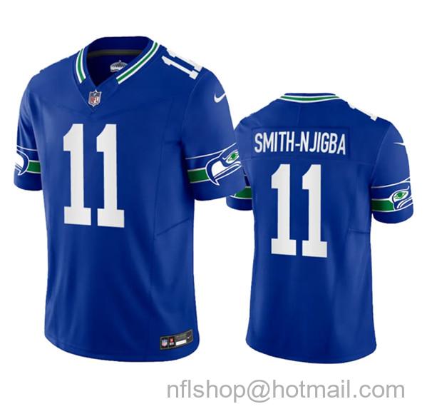 Jaxon Smith-Njigba Men's Seattle Seahawks #11 2023 F.U.S.E. Vapor Limited Throwback Stitched Jersey - Royal