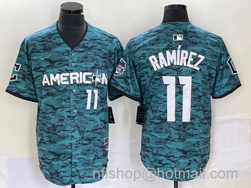 Jose Ramirez Men's Cleveland Indians #11 2023 All Star Cool Base Stitched Jersey - Number Teal