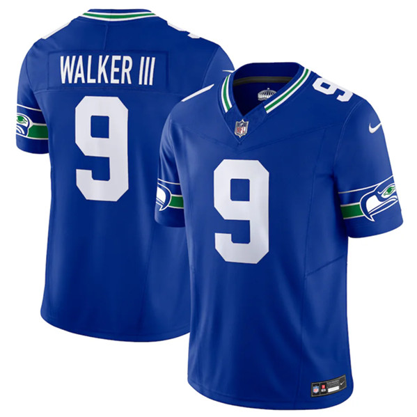 Kenneth Walker III Men's Seattle Seahawks #9 2023 F.U.S.E. Vapor Limited Throwback Stitched Jersey - Royal