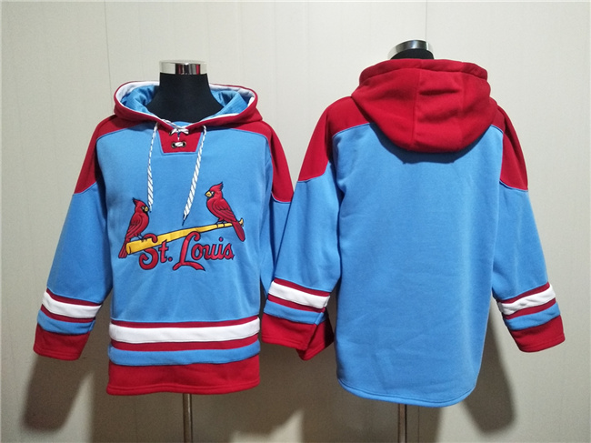 Men's St.Louis Cardinals Blank Blue Ageless Must-Have Lace-Up Pullover Hoodie