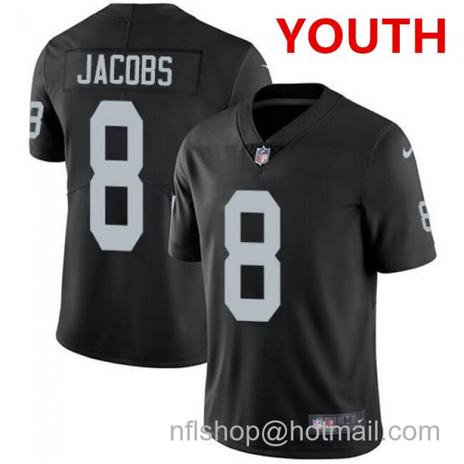 Youth Las Vegas Raiders #8 Josh Jacobs Black Vapor Untouchable Limited Stitched NFL Jersey