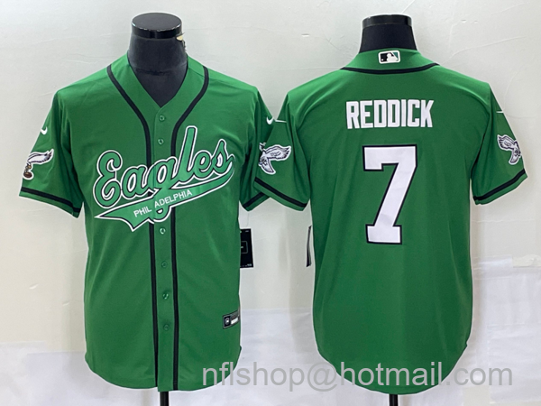 Men's Philadelphia Eagles #7 Haason Reddick Green Cool Base Stitched Baseball Jersey