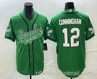 Men's Philadelphia Eagles #12 Randall Cunningham Green Cool Base Stitched Baseball Jersey