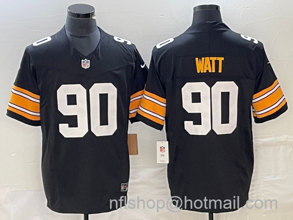 Men's Pittsburgh Steelers #90 TJ Watt Black 2023 FUSE Vapor Limited Stitched Throwback Jersey