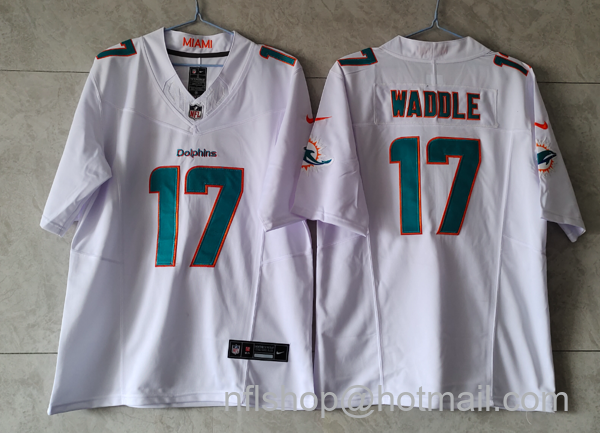 Men's Miami Dolphins #17 Jaylen Waddle White 2023 FUSE Vapor Limited Throwback Stitched Jersey