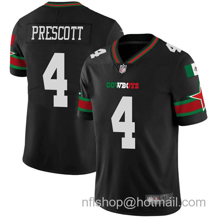 Men's Dallas Cowboys #4 Dak Prescott Black Mexico Vapor Limited Stitched Football Jersey