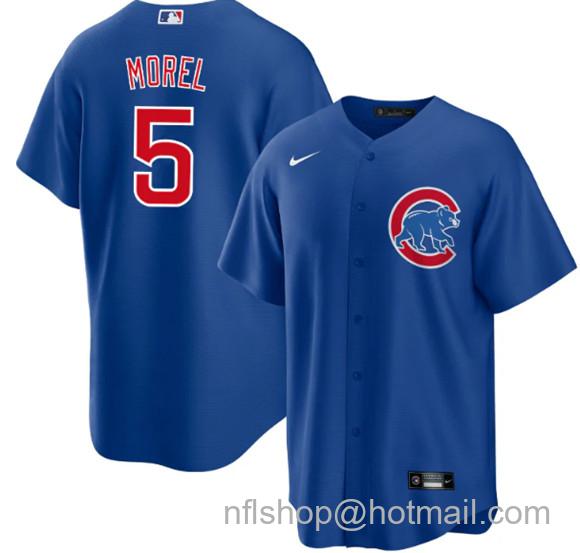 Men's Chicago Cubs #5 Christopher Morel Chicago Blue Cool Base Stitched Baseball Jersey