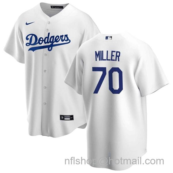 Men's Los Angeles Dodgers #70 Bobby Miller White Cool Base Stitched Baseball Jersey