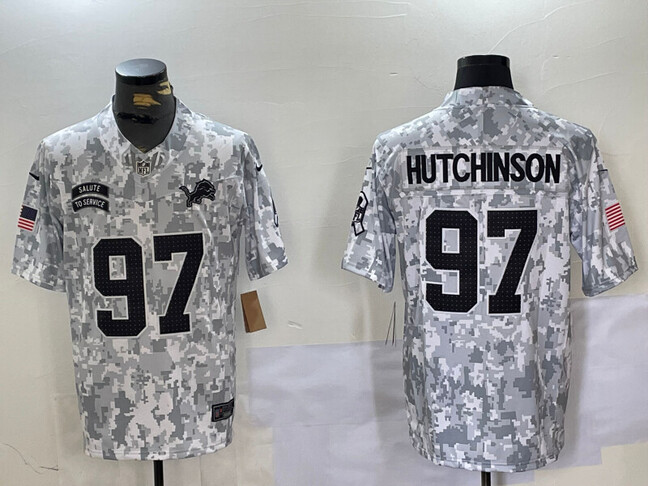 Men's Detroit Lions #97 Aidan Hutchinson 2024 F.U.S.E Arctic Camo Salute to Service Limited Stitched Football Jersey