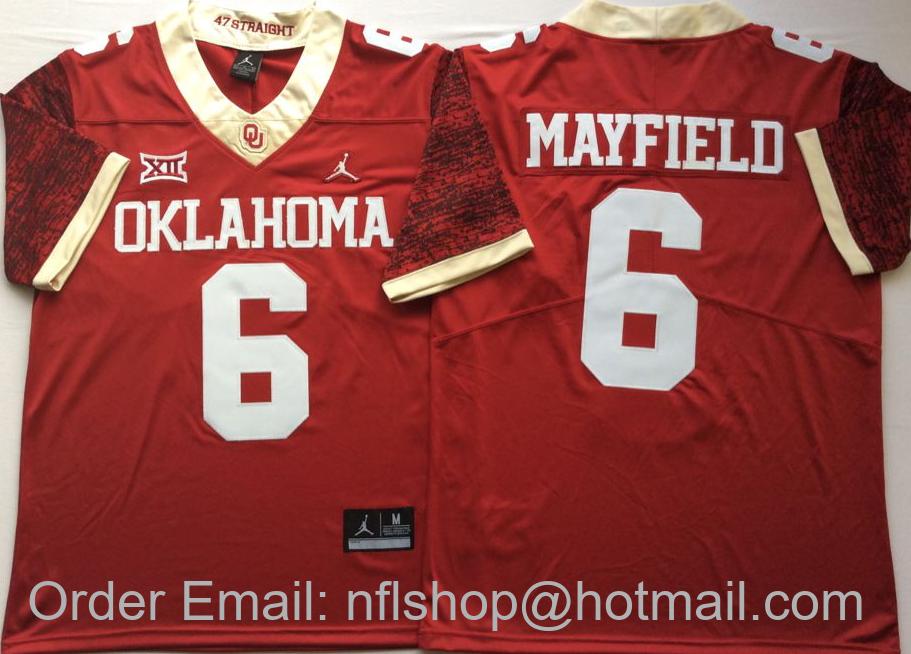 Men's Oklahoma Sooners #6 Baker Mayfield Crimson Gold Vapor Untouchable Limited College Football Stitched Jersey