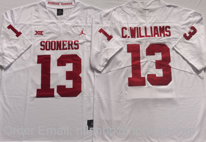 Men's Oklahoma Sooners #13 Caleb Williams White Vapor Untouchable Limited Stitched College Football Jersey