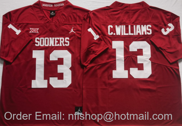 Men's Oklahoma Sooners #13 Caleb Williams Crimson Vapor Untouchable Limited Stitched College Football Jersey