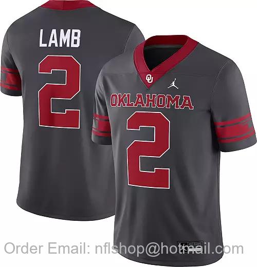 Men's Oklahoma Sooners #2 CeeDee Lamb 2024 Grey Jordan Brand Dri-FIT Replica Alternate Game Stitched College Football Jersey