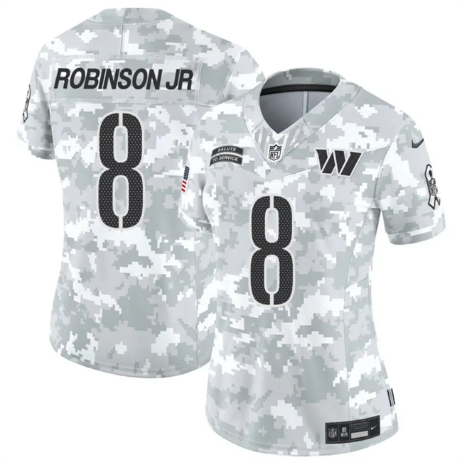 Women's Washington Commanders #8 Brian Robinson Jr. 2024 F.U.S.E Arctic Camo Salute to Service(Run Small)