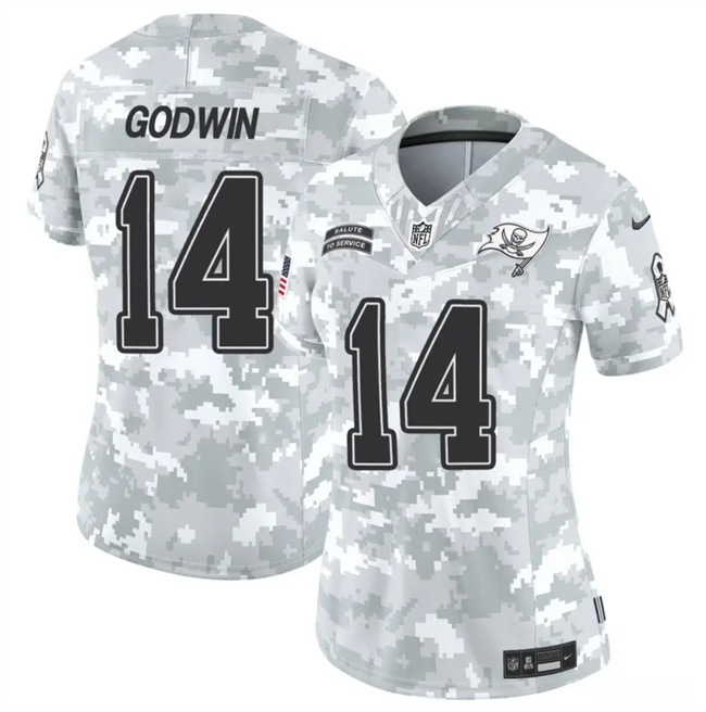 Women's Tampa Bay Buccaneers #14 Chris Godwin 2024 F.U.S.E Arctic Camo Salute to Service Limited Stitched Football Jersey(Run Small)