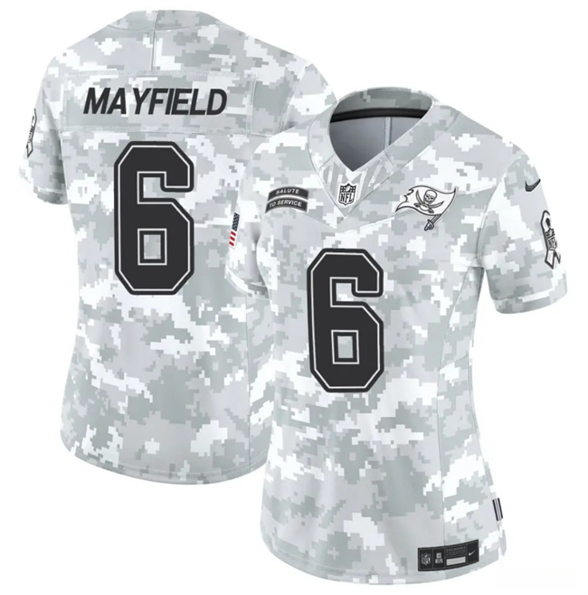 Women's Tampa Bay Buccaneers #6 Baker Mayfield 2024 F.U.S.E Arctic Camo Salute to Service Limited Stitched Football Jersey(Run Small)