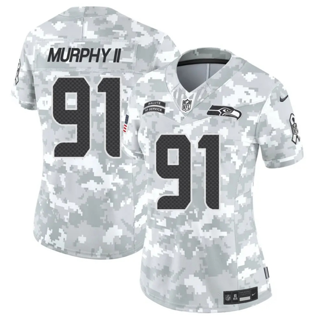 Women's Seattle Seahawks #91 Byron Murphy II 2024 F.U.S.E Arctic Camo Salute to Service Limited Stitched Football Jersey(Run Small)